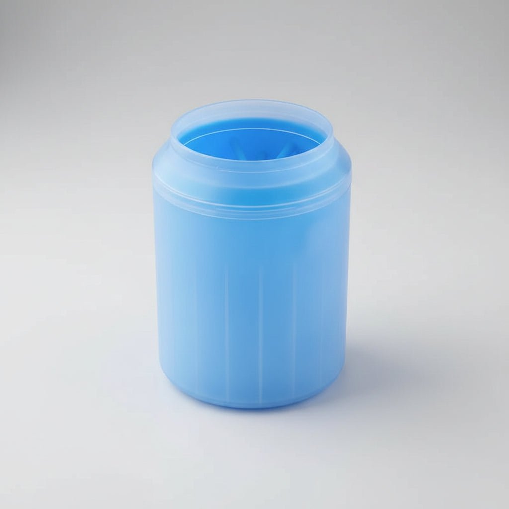 Blue paw cleaner cup for dogs with silicone bristles