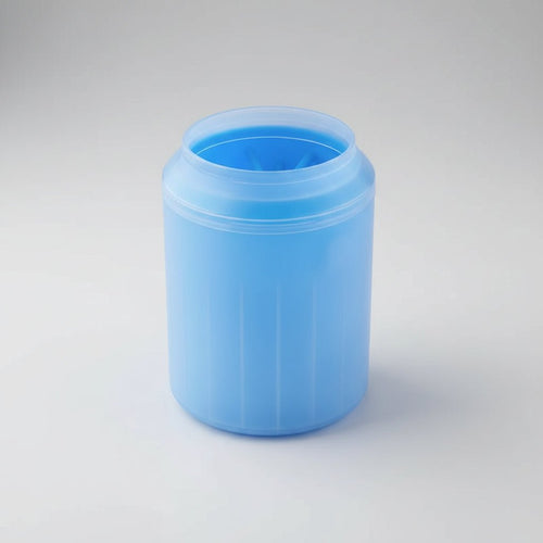 Blue paw cleaner cup for dogs with silicone bristles