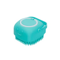 Blue silicone pet bath massage brush for dogs and cats