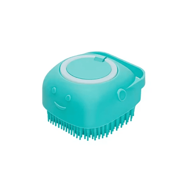 Blue silicone pet bath massage brush for dogs and cats