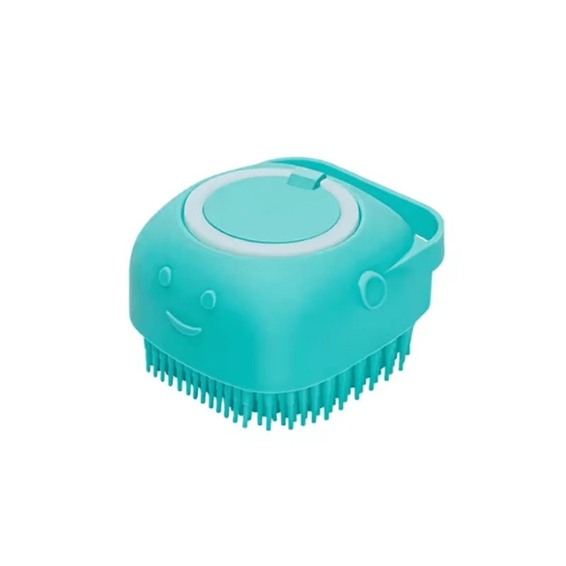 Blue silicone pet bath massage brush for dogs and cats