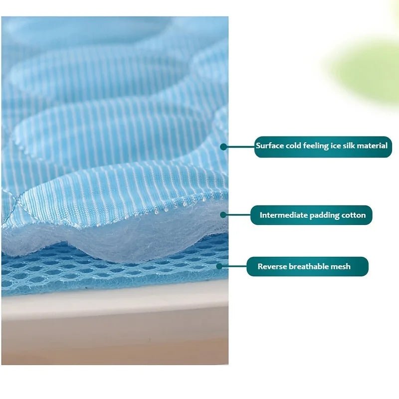 Close-up of breathable textured pet cooling mat surface