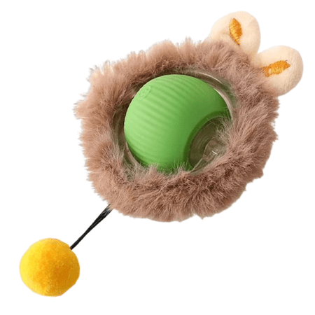 Green Plush interactive rolling ball toy for cats and dogs