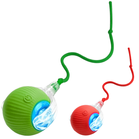 Two-pack - Green & Red rolling ball toy set for cats and dogs