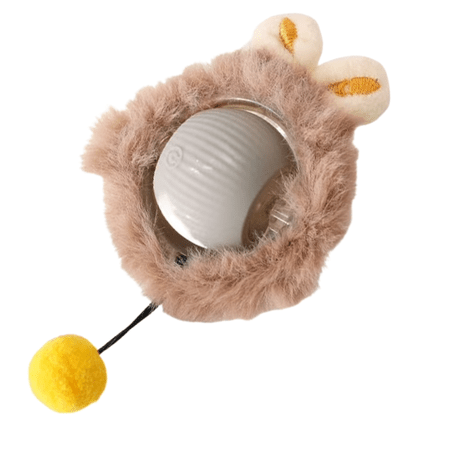 Grey Plush interactive rolling ball toy for cats and dogs