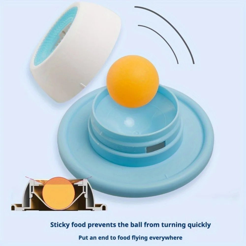 Interactive pet licking toy with rolling ball for cats and dogs