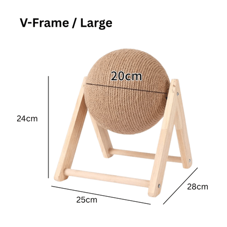 Large V-frame cat scratching ball with product dimensions