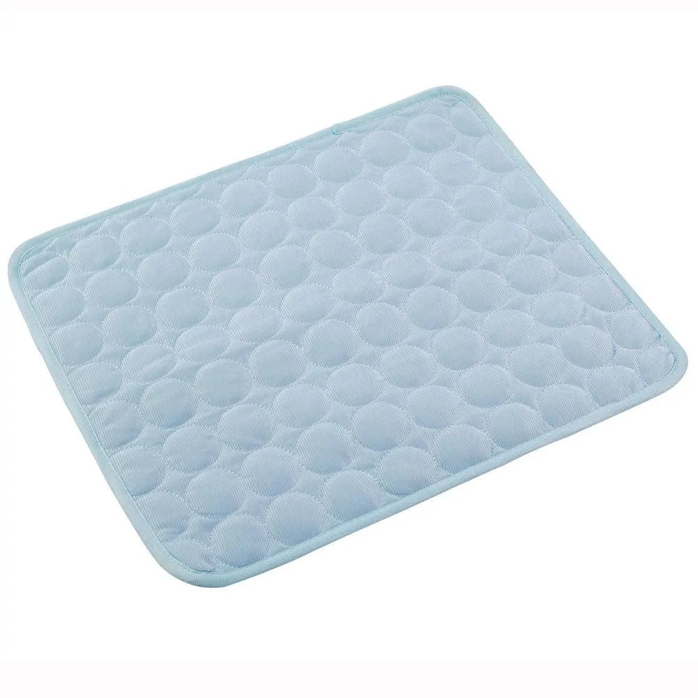 Light blue pet cooling pad for home and travel