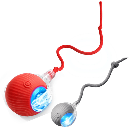 Two-pack - Red & Grey  rolling ball toy set for cats and dogs