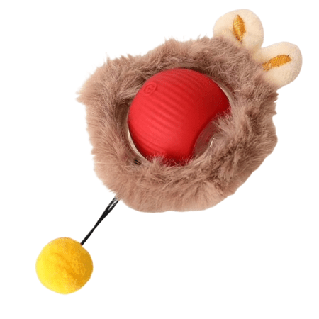 Red Plush interactive rolling ball toy for cats and dogs
