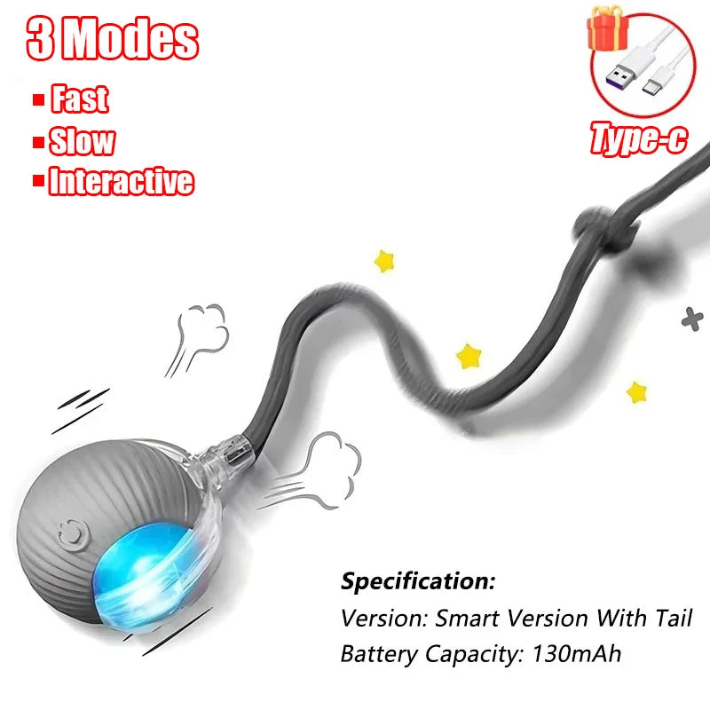 Rechargeable Interactive Rolling Ball Toy for Cats & Dogs