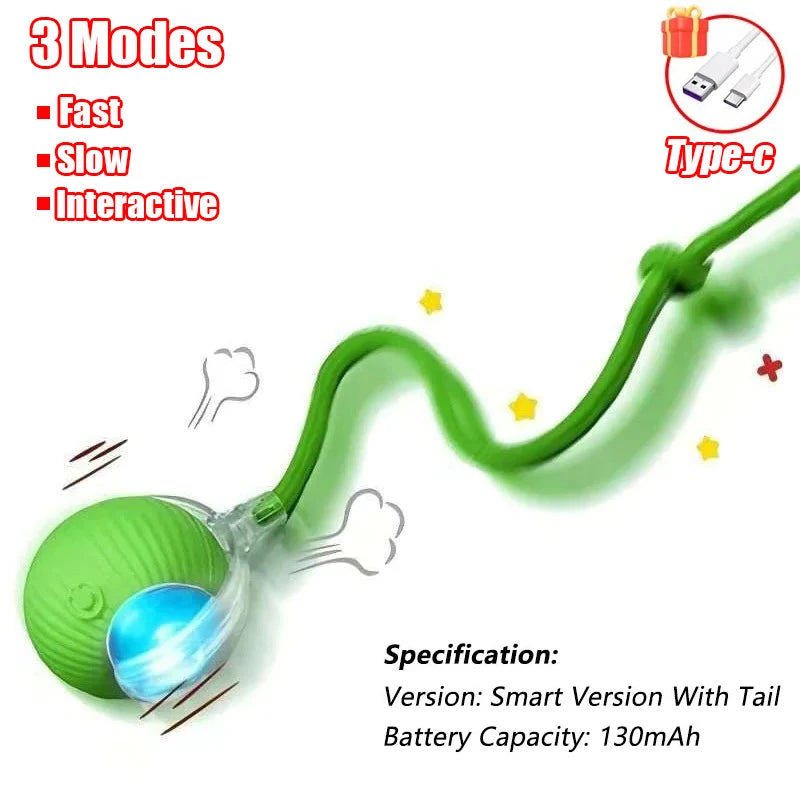 Rechargeable Interactive Rolling Ball Toy for Cats & Dogs