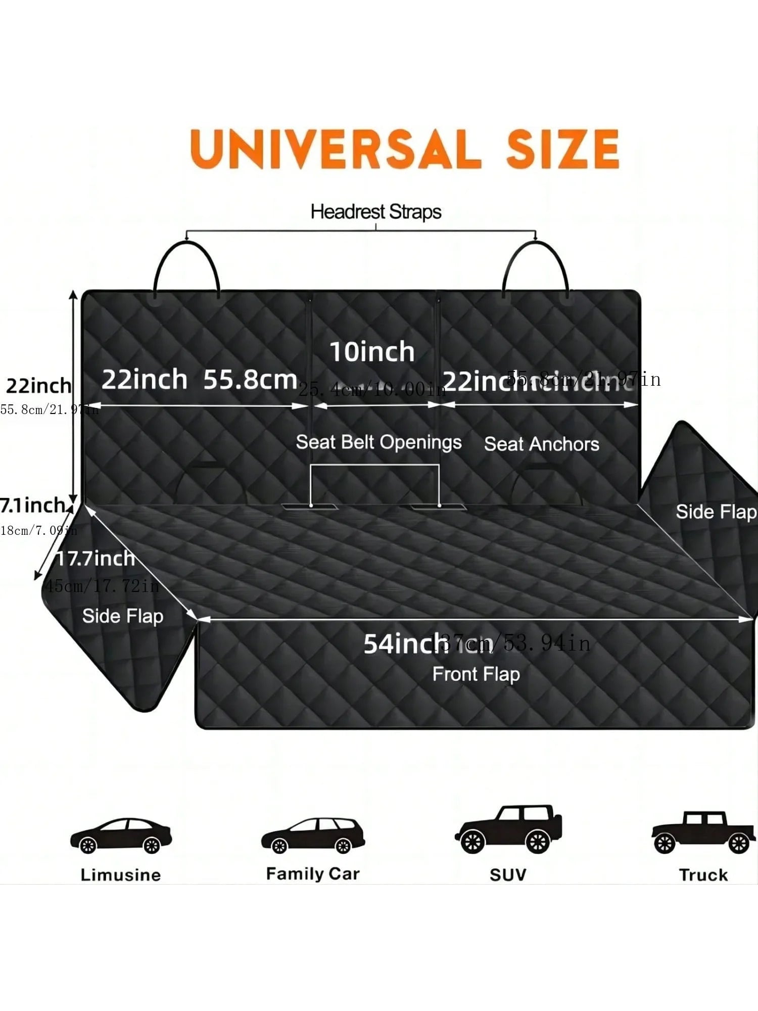 Waterproof Dog Car Seat Cover with Armrest Opening