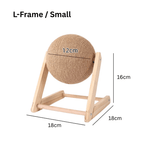 Small L-frame cat scratching ball with product dimensions