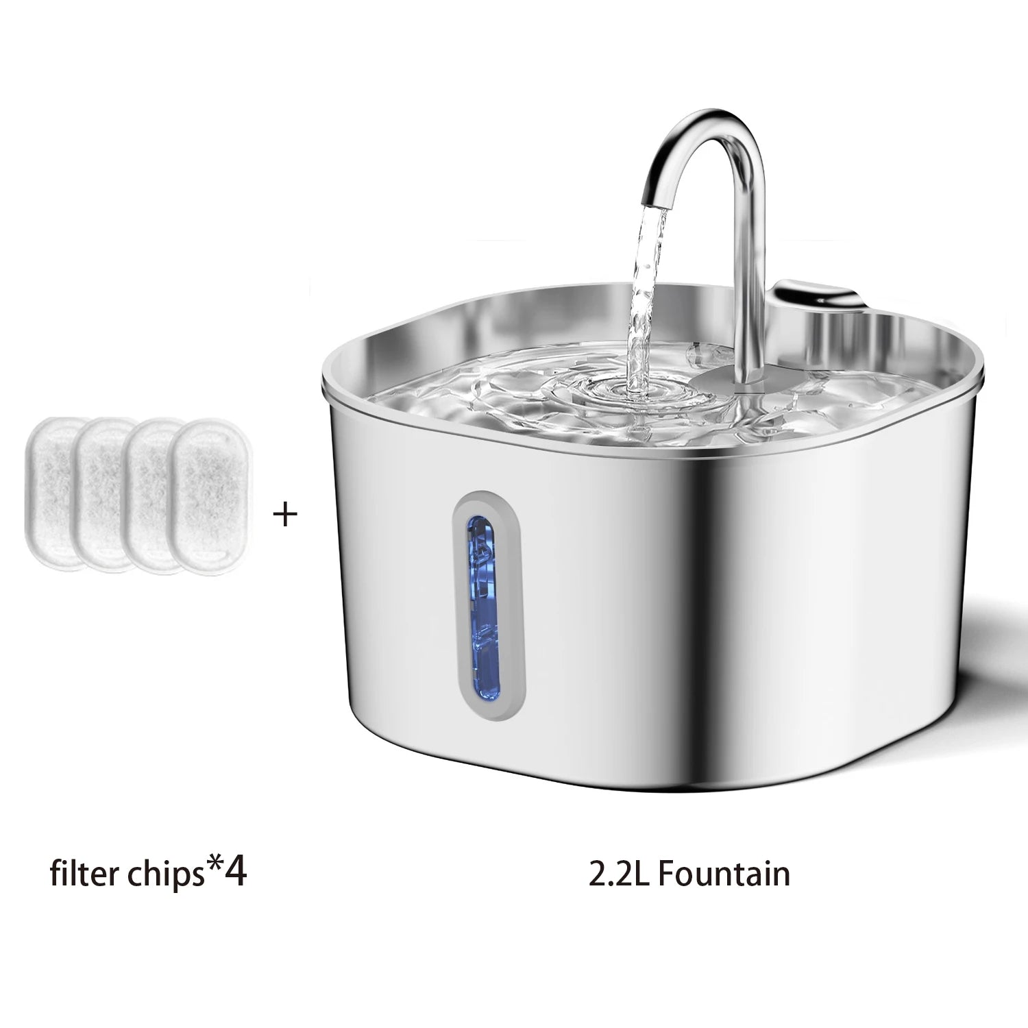 Stainless steel cat and dog water fountain with quiet flowing water