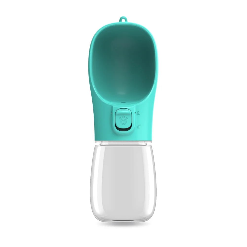 Turquoise portable water bottle for dogs and cats