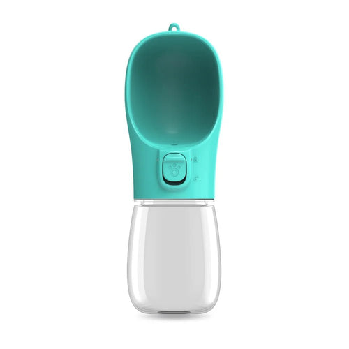 Turquoise portable water bottle for dogs and cats